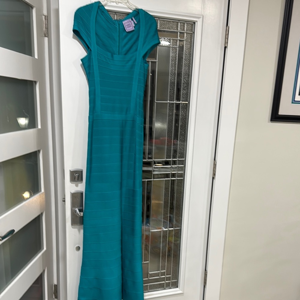 Elegant Herve Leger Teal Maxi Dress